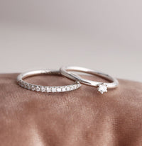 SET WEDDING / ENGAGEMENT RING for her & him | Julie + Plain silver ring