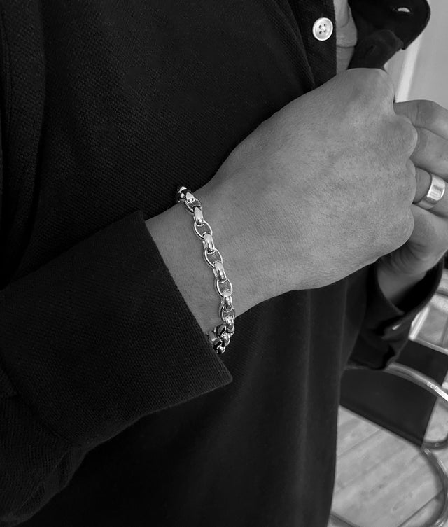 MILA MAN Bracelet, Chain silver, Round oval