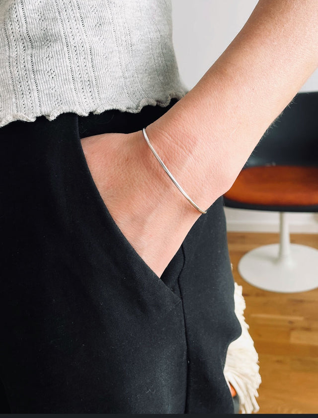 Plain Round Cuff Thin, bracelet silver