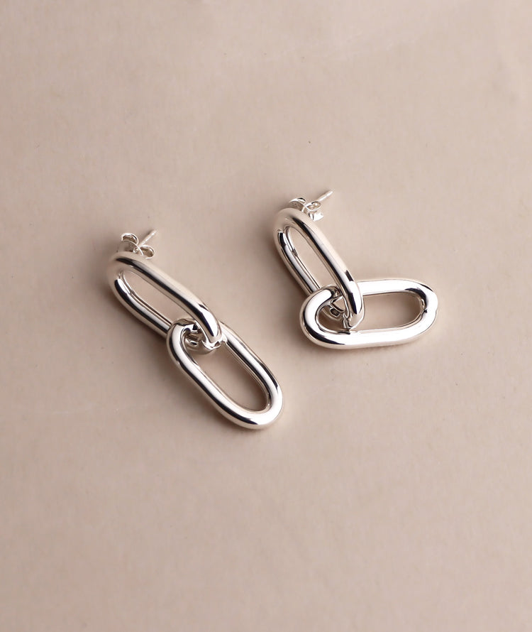 Chunky Paperclip Links, Ohrringe silber