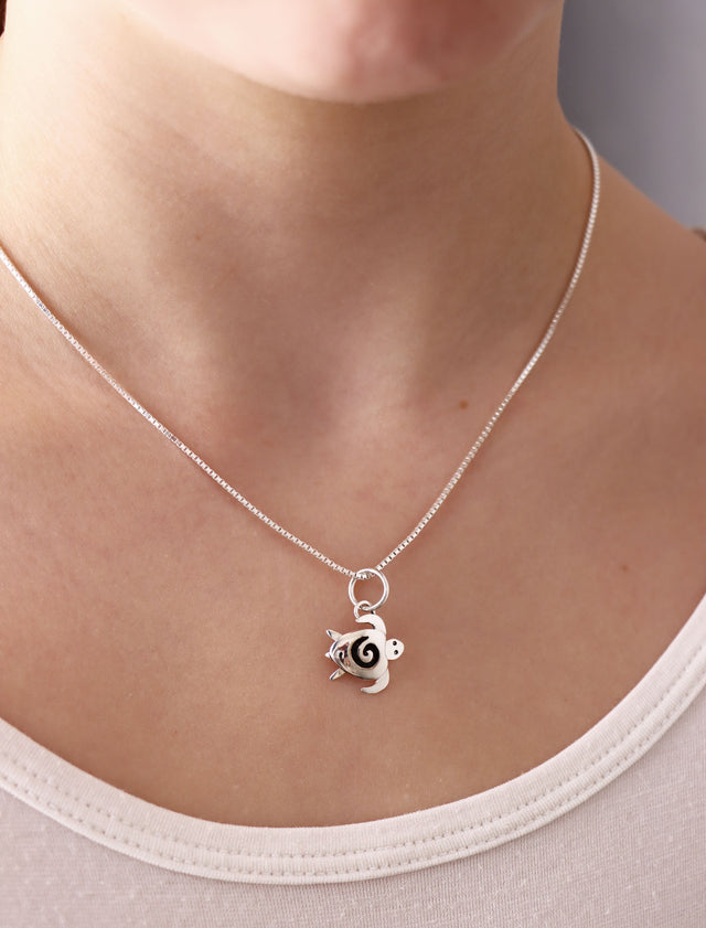 Barnsmycke Turtle Halsband, silver