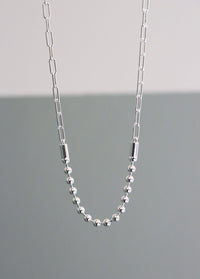 BEADED PAPERCLIP Chain Necklace, silver