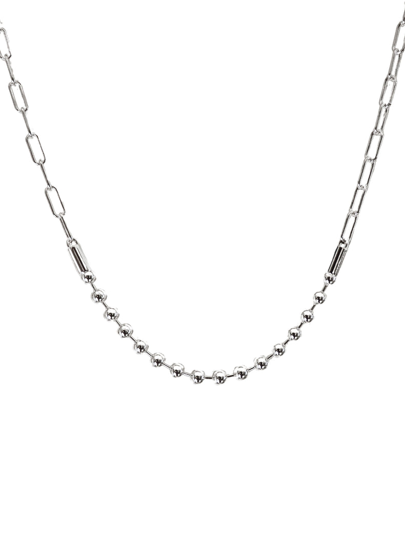 BEADED PAPERCLIP Chain Necklace, silver