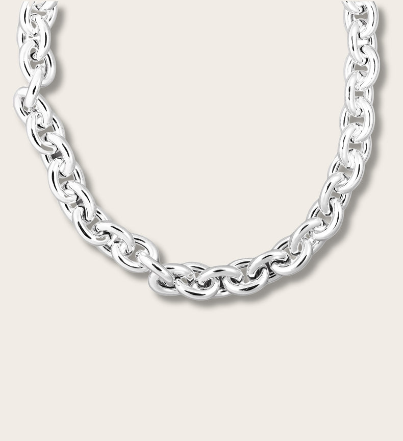 Mega Chunky Chain Halskette, Silber 14 mm