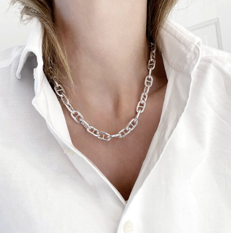 Anchor Chunky Chain Halsband kedja, silver