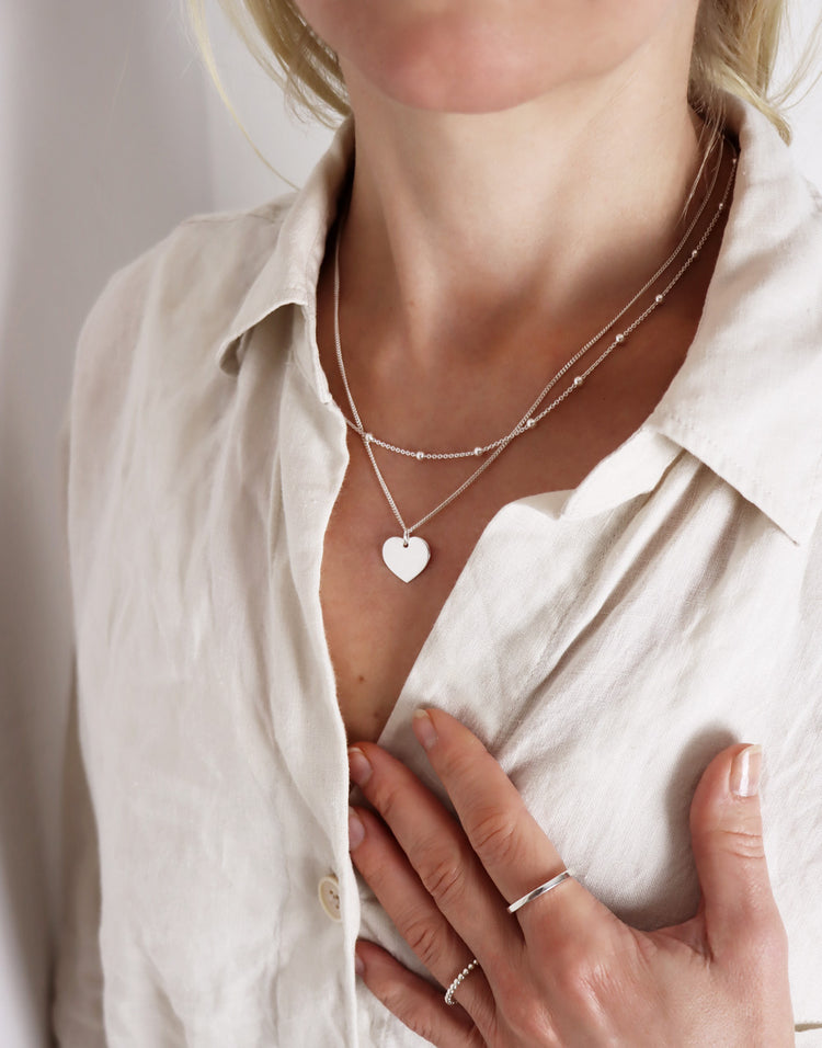 Plain Heart silver necklace