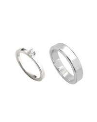 SET WEDDING / ENGAGEMENT RING for her & him | Monet + Plain silver ring