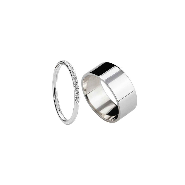 SET VIGSEL & FÖRLOVNINGSRING till henne,  Elise + Plain 10 mm ring - Mila Silver