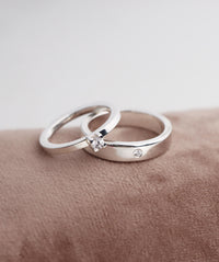 SET WEDDING / ENGAGEMENT RING for her & him | Monet + Plain diamond ring