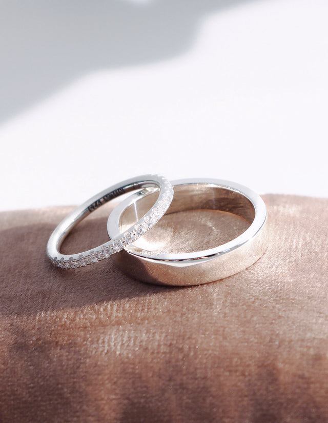 SET VIGSEL / FÖRLOVNINGSRINGAR till henne & honom | Elise + Plain silverring - Mila Silver